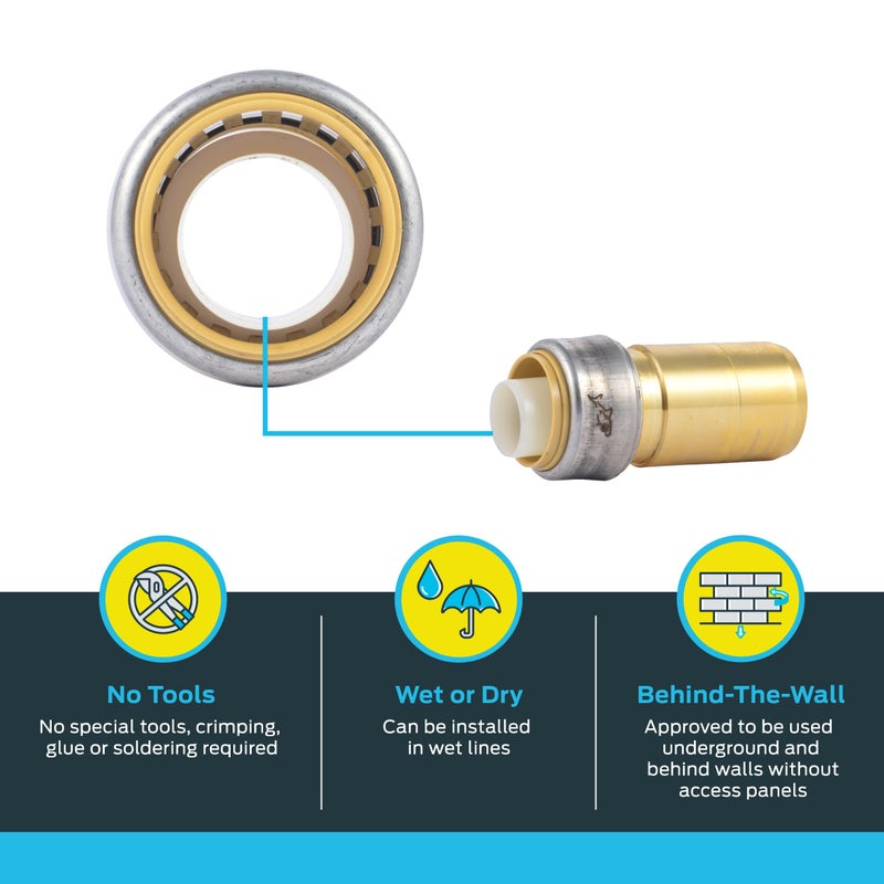 SharkBite 1-1/4 Inch x 1 Inch CTS Fitting Reducer, Push to Connect Brass Plumbing Fitting, PEX Pipe, Copper, CPVC, PE-RT, HDPE, UXL123528 - Image 3